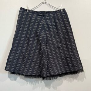 Isaac Mizrahi Striped A-Line black Skirt with Tulle Trim Size 10